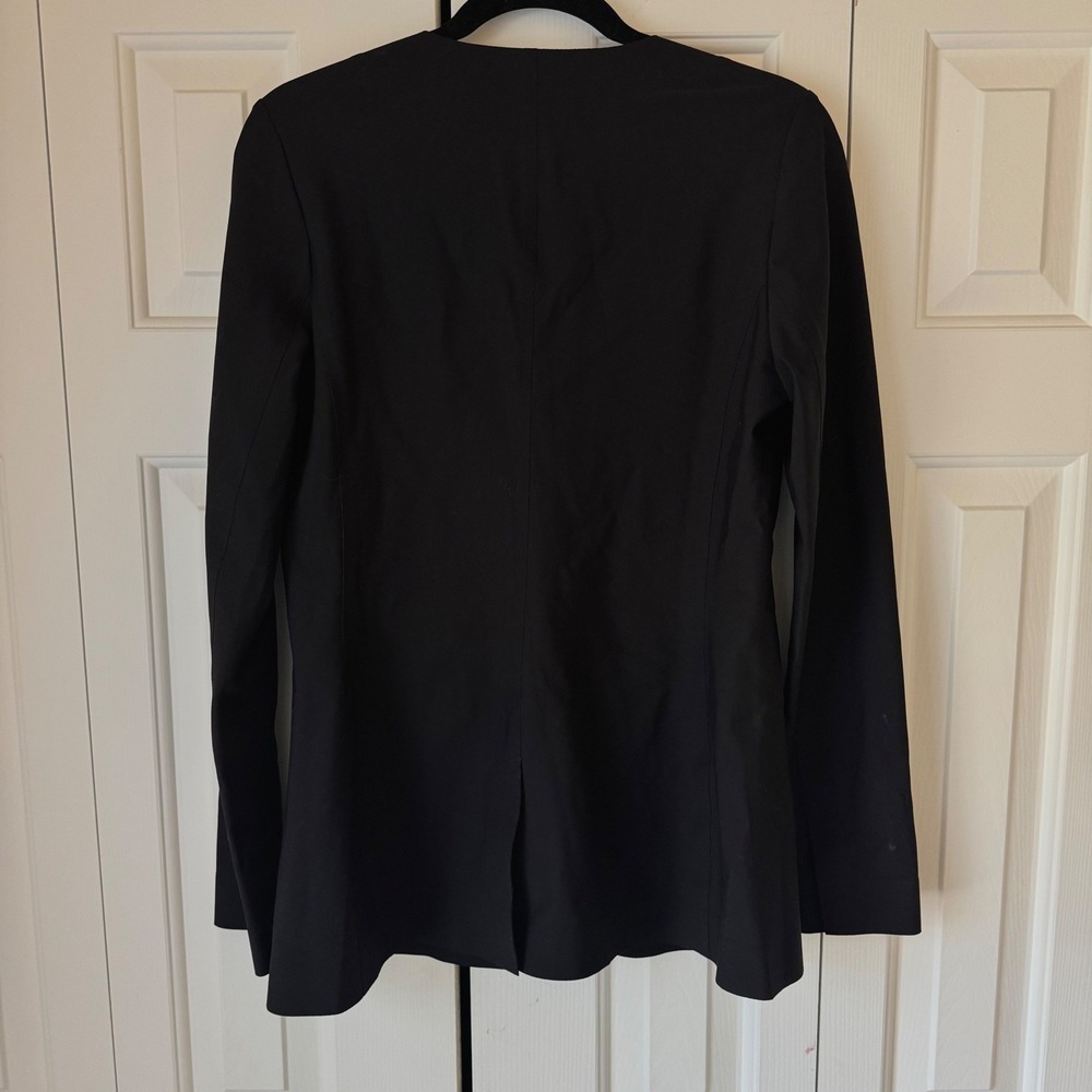 Athleta Avenue Blazer Black Collarless Open Front Stretch Jacket Womens 8 - Picture 2 of 6
